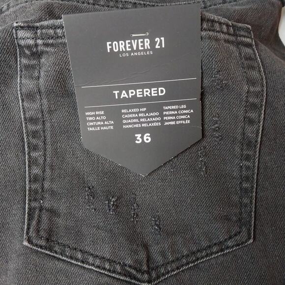 Forever 21 Mens NWT Jeans Size 36 Black Button Fly Distressed Casual - Picture 12 of 13